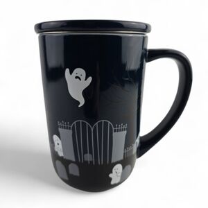 David's Tea Glow In The Dark Ghost Graveyard Dark Navy Nordic Mug Infuser & Lid
